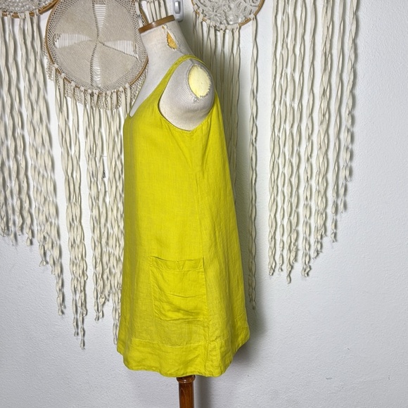 Eileen Fisher Petites Chartreuse Irish Linen Sleeveless Tunic Dress Size M - Picture 9 of 11